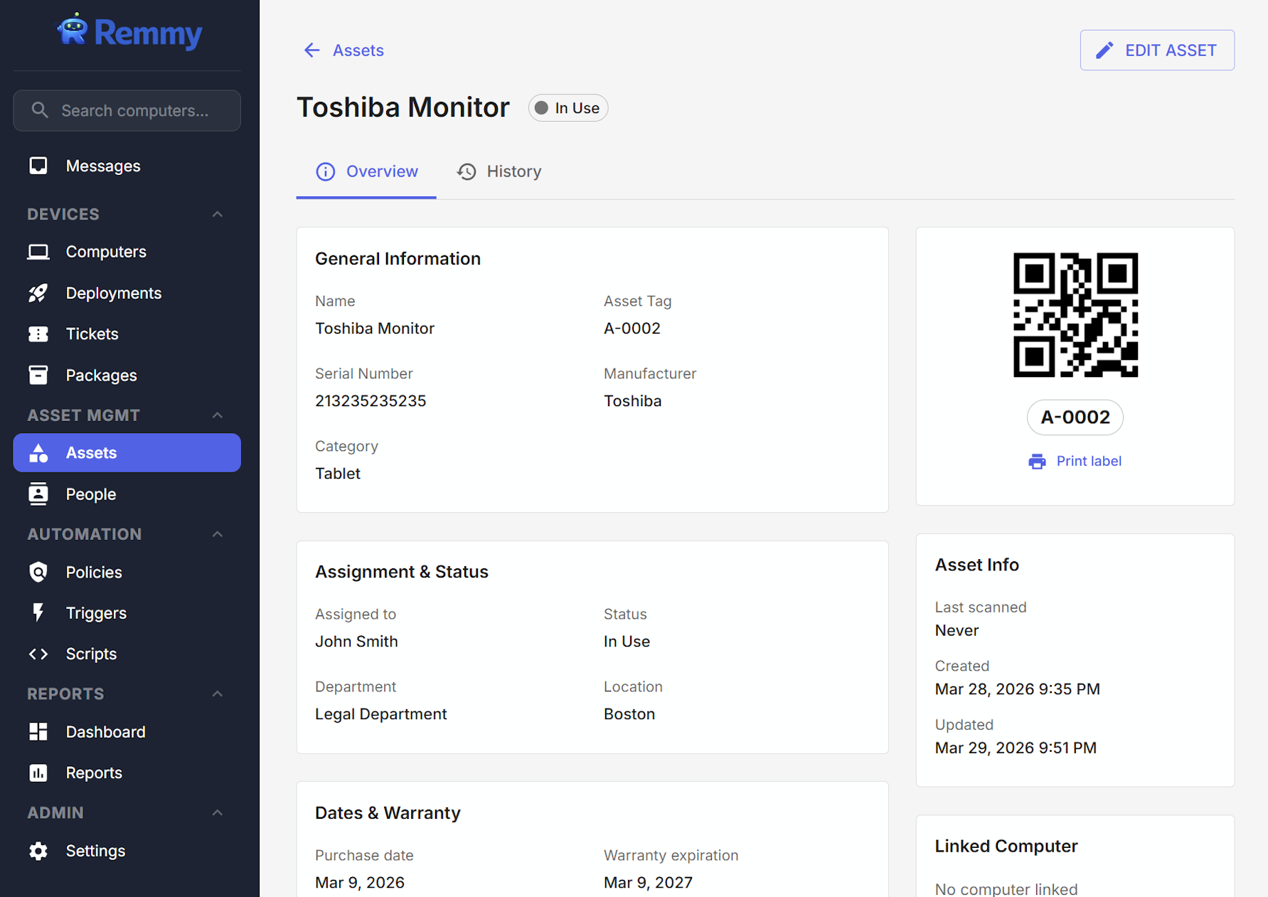 Asset management overview