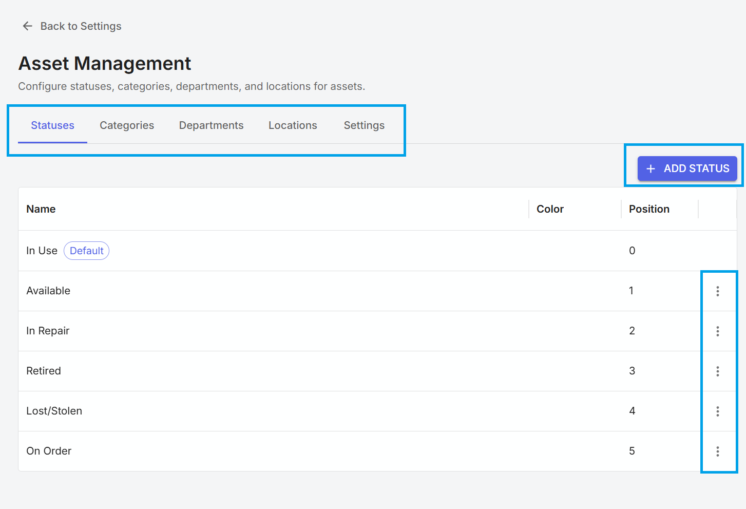 Configuring asset values